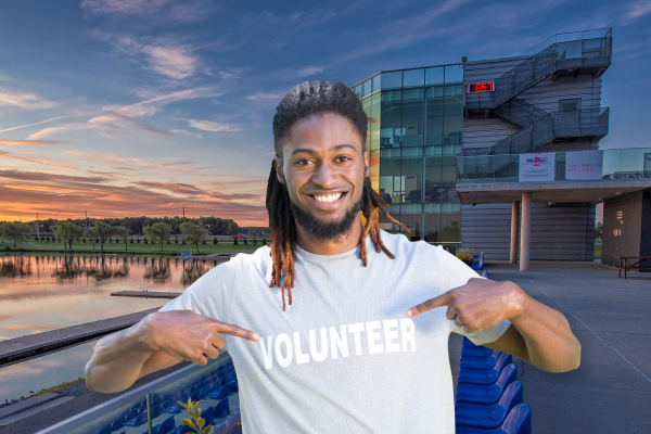 image of man with volunteer on his shirt